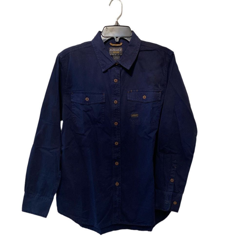 Ariat Rebar navy buttons pockets 100% cotton brand new